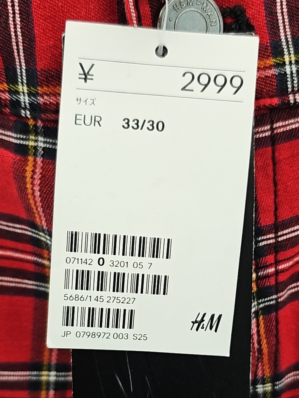 H&M Red Plaid Men’s Pants - Picture 2 of 7